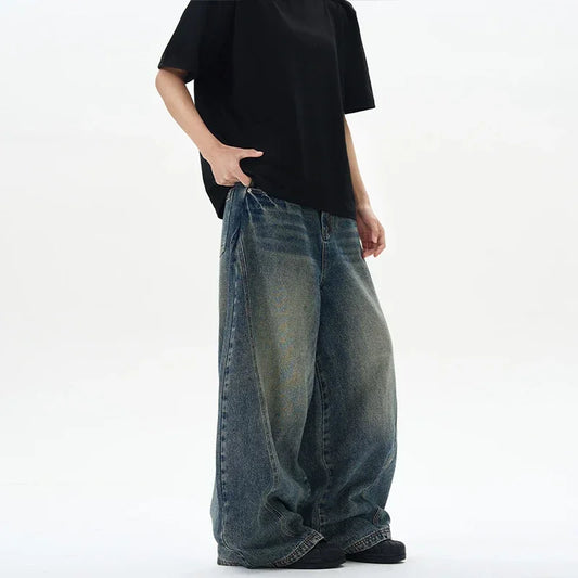 DARK BLUE BAGGY STYLE WIDE FIT PANTS