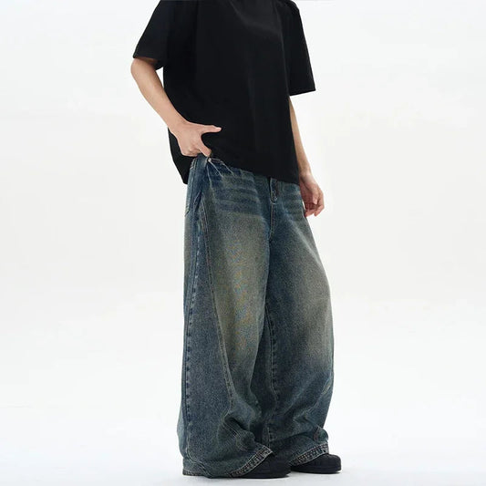 DARK BLUE BAGGY STYLE WIDE FIT PANTS