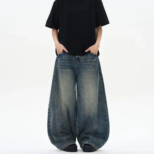 DARK BLUE BAGGY STYLE WIDE FIT PANTS